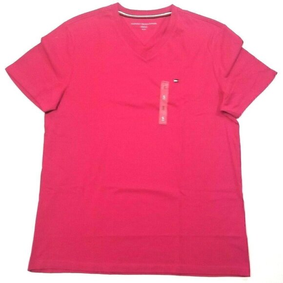 Tommy Hilfiger Men's T-shirt V-neck Core Flag Short‎ Sleeve Essential Solid - Picture 1 of 4